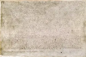Exemplaire de la Magna Carta déposéee à la bibliothèque Cotton, collection anglaise de livres anciens